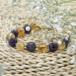 دستبند سنگ تراش آمیتیس و سیترین سایز 8