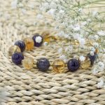 دستبند سنگ تراش آمیتیس و سیترین سایز 8