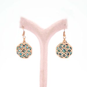 گوشواره مس فیروزه اشکال هندسی