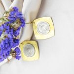 گوشواره آویز برنج -طرح لوزی _ پلاک سکه