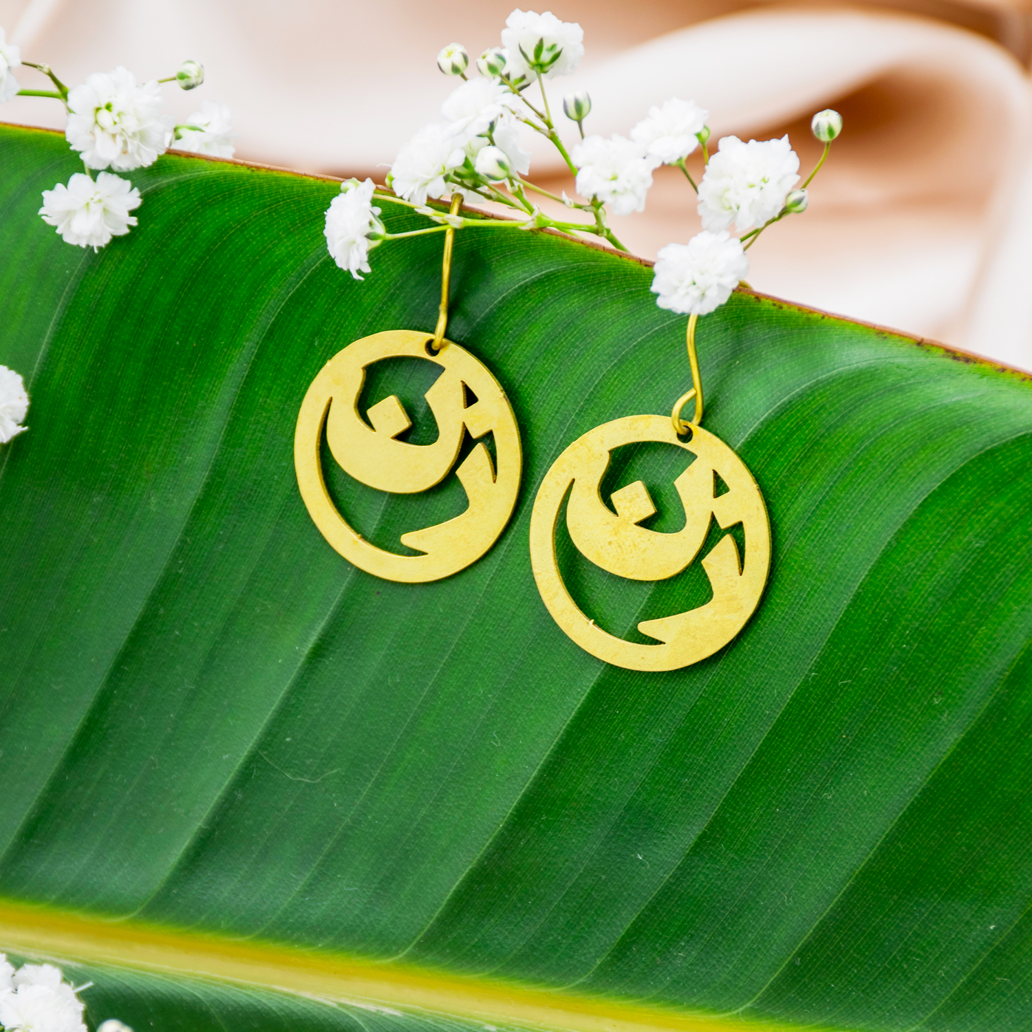 گوشواره آویز برنج سما نگین دار