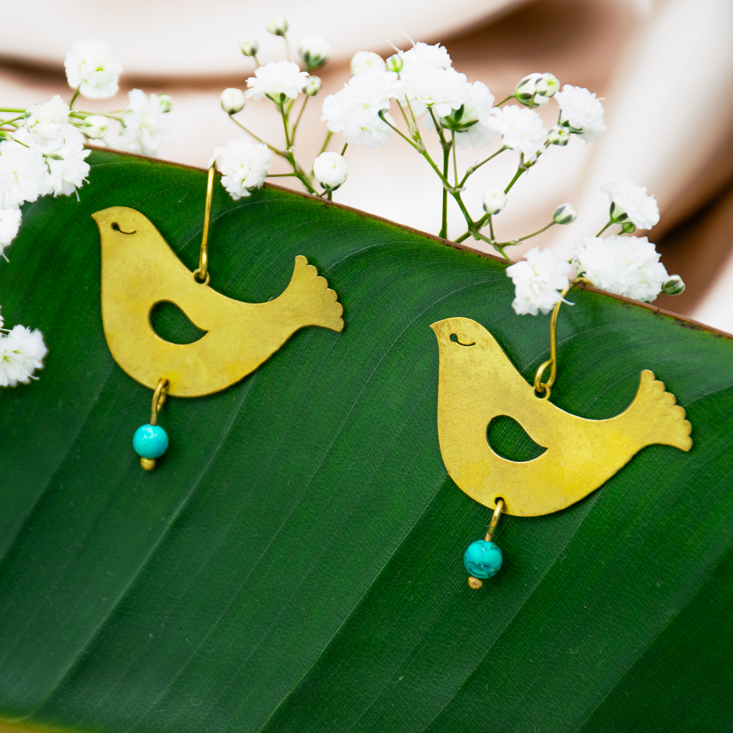 گوشواره آویز برنج مرغ آمین نگین دار سایز 2