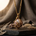 آویز گردنی _ تامپل _ کارنلین _ بافت مشکی