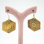 گوشواره آویز برنج 5 ضلعی طرحدار