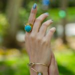 انگشتر برنج با سنگ فیروزه سایز 2