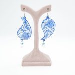 گوشواره مسی _ طرح اشک _ مینا کاری