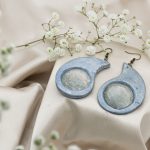 گوشواره سفالی _ سایز 2 _ اشک _ طرح قاجار _ دلفینی