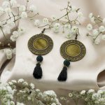 گوشواره _ پارچه ای _ دایره _ طلایی