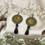 گوشواره _ پارچه ای _ دایره _ طلایی