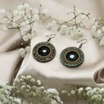 گوشواره _ پارچه ای _ دایره _ آبی و مشکی