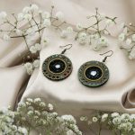 گوشواره _ پارچه ای _ دایره _ آبی و مشکی