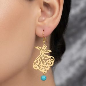 گوشواره آویز برنج _ رقص سما _ آویز آبی